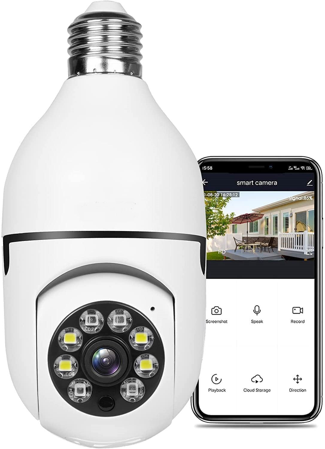 ampoule camera de surveillance wifi, lampe camera PTZ 1080P