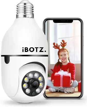 IBOTZ 360 Light Bulb Wireless IP WiFi Camera, Bulb Camera, 1080p WiFi Auto Rotation Fish Eye 360 Degree Panoramic Mini Lamp IR CCTV 1440p Wireless Camera (BC-M102)