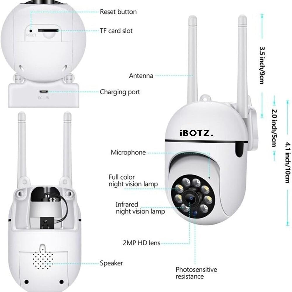 Ibotz Smart 3MP WiFi Indoor Fox Security Camera with Color Night Vision, 360° Rotation, Motion Tracking, Two Way Audio and Multi Users View