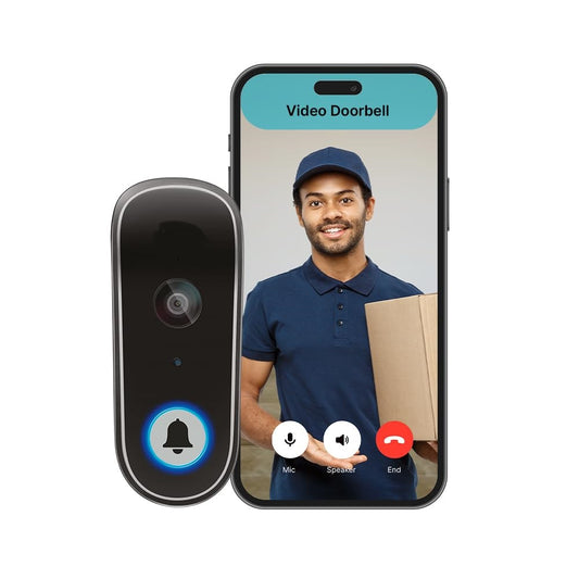 Ibotz Smart WiFi Video Doorb | Instant Phone Visitor Video Call | Intruder Alarm System | 1080P FHD Camera | 2-Way Talk | Alexa & OK Google | Plug and Play AC Chime