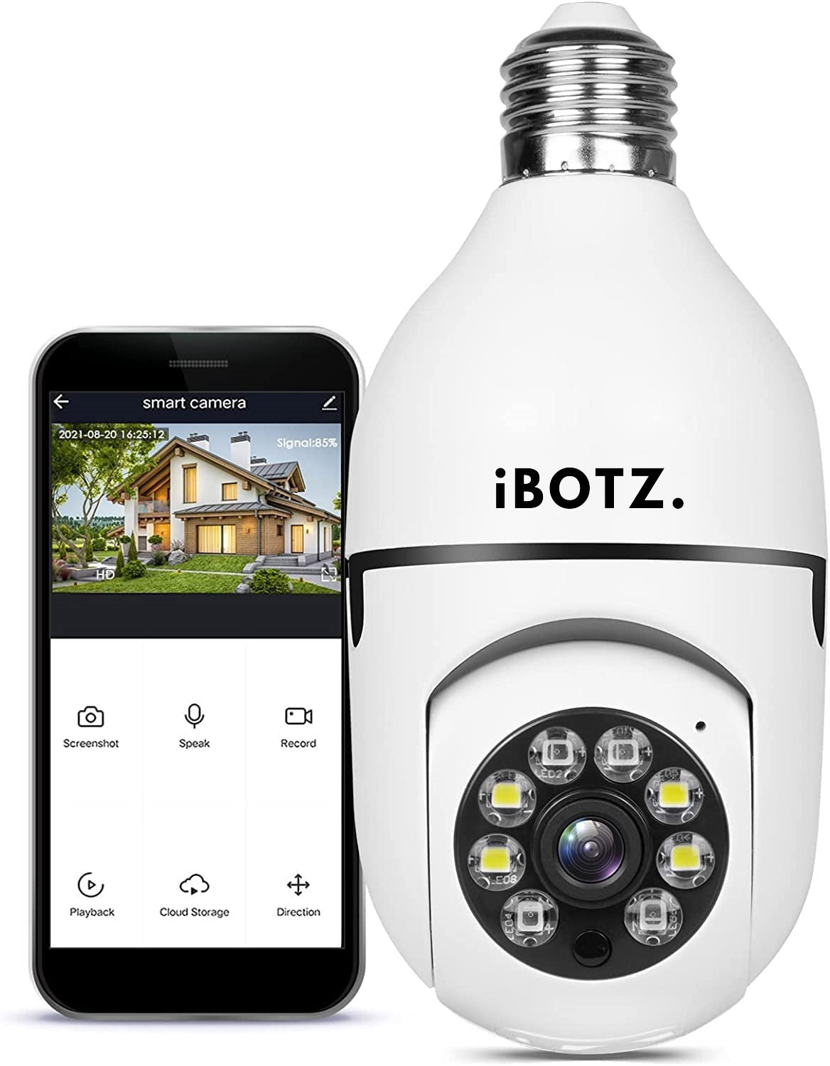 Ibotz Wi-Fi CCTV Camera 1080p Wireless PTZ Bulb Shape Indoor 360° Smart Home Security Camera. ( Light Bulb Camera)