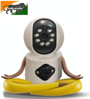 Ibotz DuoYoga Cam l Make In India l 3MP Dual Lens Wireless WiFi Smart CCTV Camera | Ultra HD View | Double Side View | Two Way Talk | Motion Detection | Night Vision |Support Upto 128gb sd Card